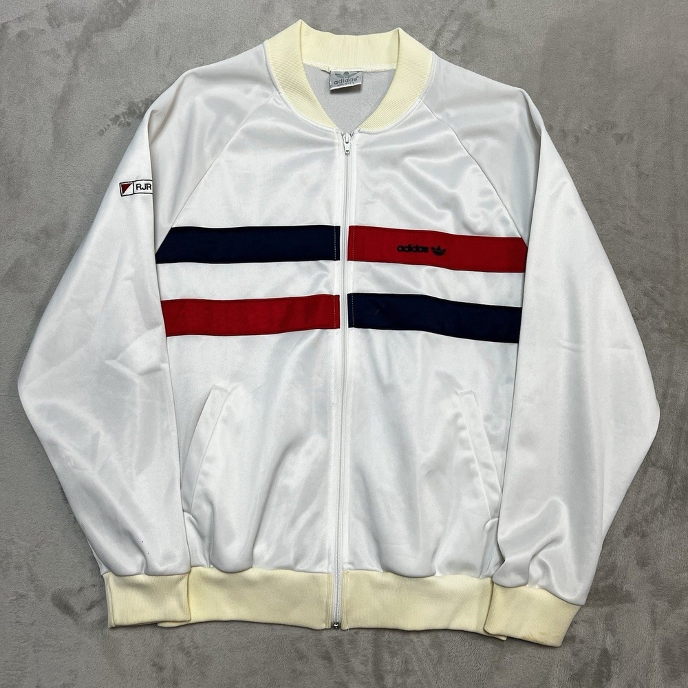 Vintage 80s Adidas Jacket Full Zip Track USA Polyester RJR Nabisco Mens Size XL